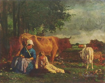 羊飼い Painting - 羊飼いの牧歌的なシーン